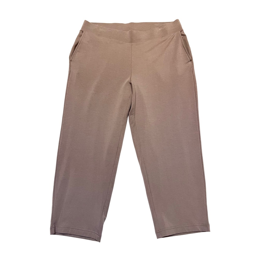 Pure Jill Taupe Affinity French Terry Minimalist Slim Crop Comfy Pants XL